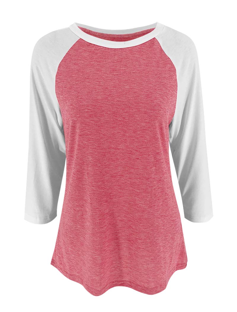 Bingerlily Women's Casual T-Shirts 3/4 Sleeve Color Block Cute Tops Comfy Blouses (Deep Peach,XX-Large) - Image 4